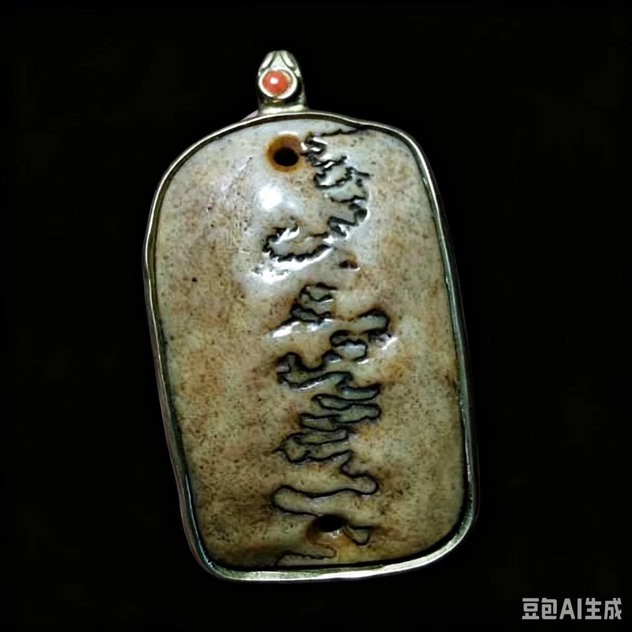 9373 Tibetan - style Qing Dynasty Old Gabala Two - Realm Tablet  藏传清代老嘎巴拉两界牌