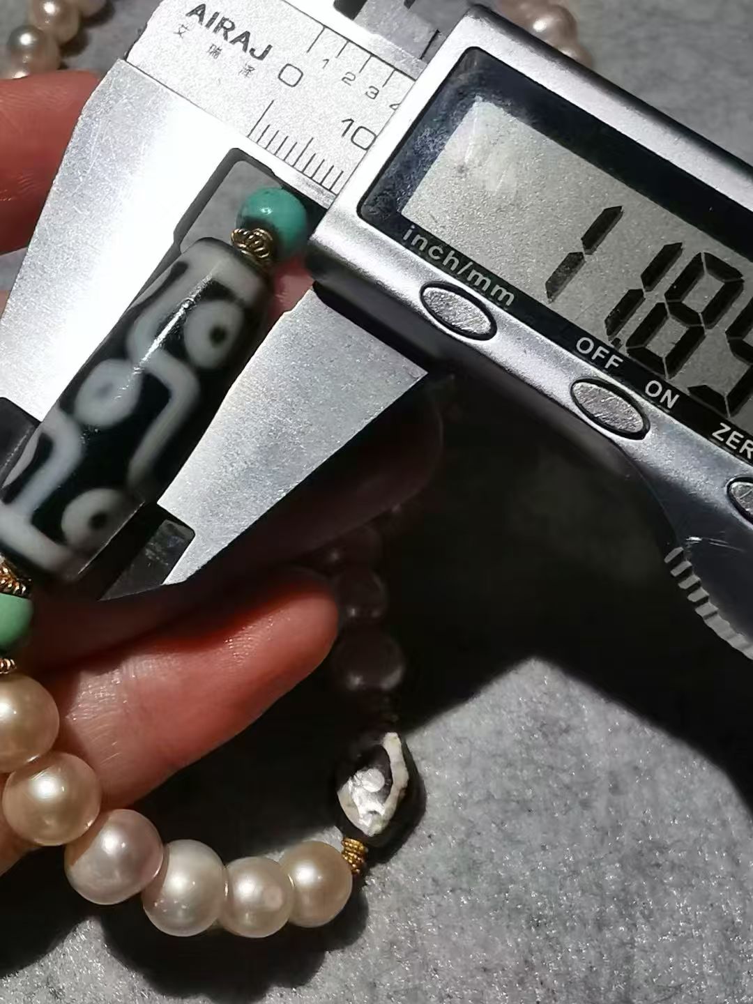  13665 Old Tibetan Nine-Eyed Dzi Bead Pearl and Old Gold Necklace 藏传老一台九眼天珠珍珠老黄金项链