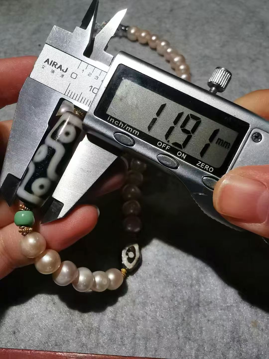  13665 Old Tibetan Nine-Eyed Dzi Bead Pearl and Old Gold Necklace 藏传老一台九眼天珠珍珠老黄金项链