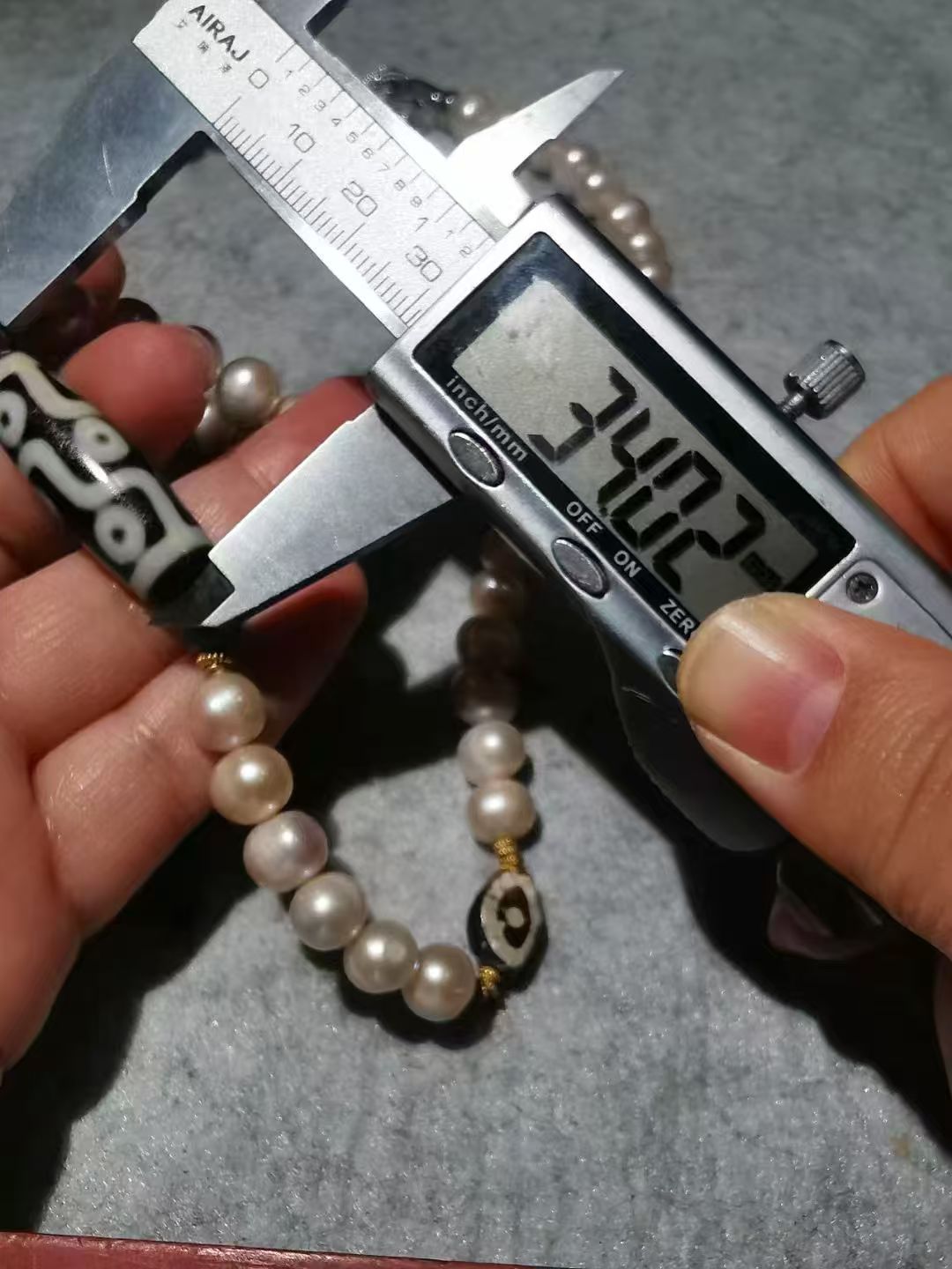  13665 Old Tibetan Nine-Eyed Dzi Bead Pearl and Old Gold Necklace 藏传老一台九眼天珠珍珠老黄金项链