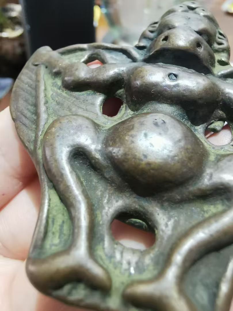13614  藏传罕见清老利马铜大鹏鸟吊坠护身牌 Rare Tibetan Old Qing Dynasty Lima Copper Garuda Pendant Amulet  