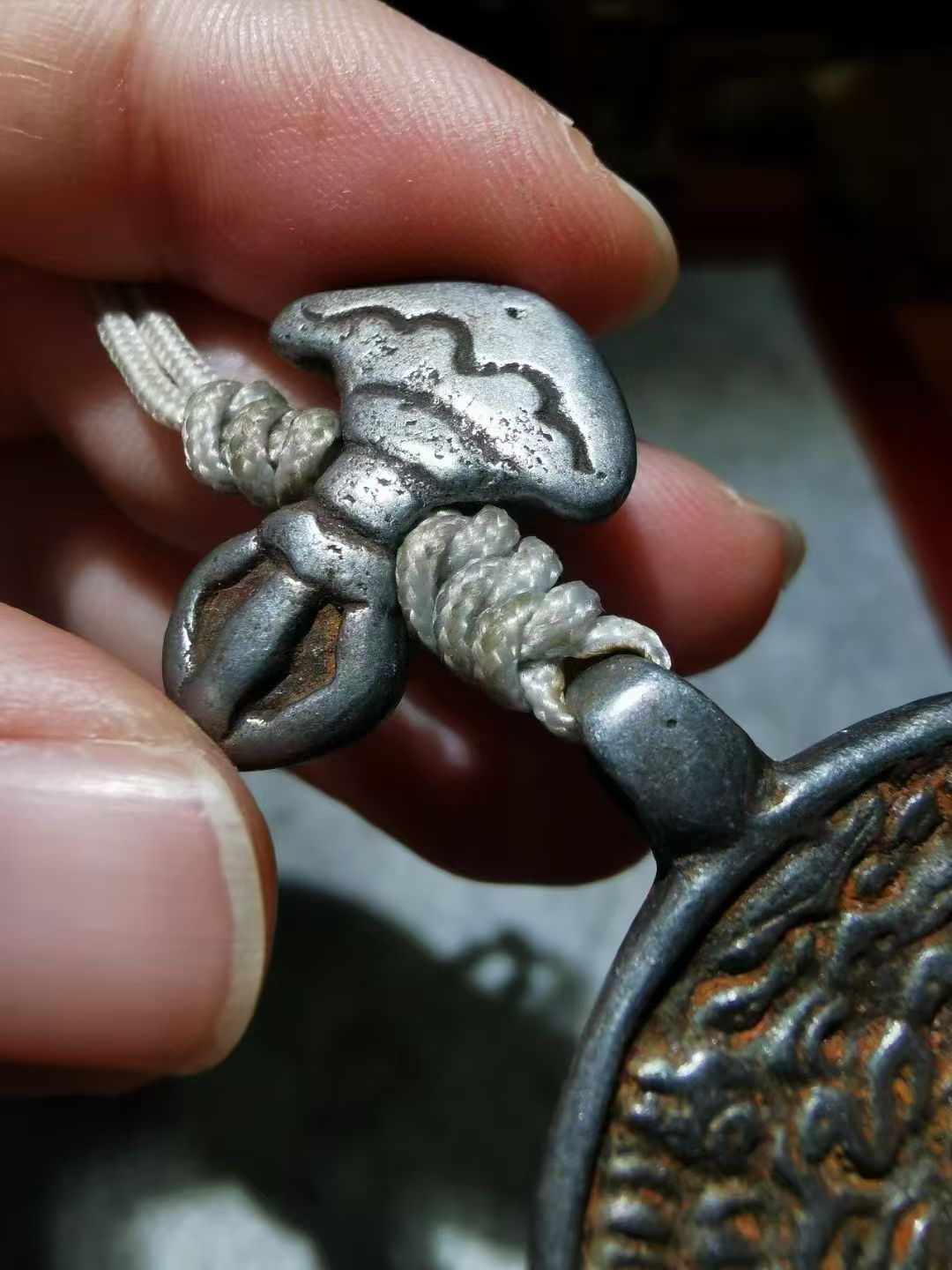 13586  藏传清代老天铁九宫牌腰挂吊坠  Tibetan-style Qing Dynasty Old Sky Iron Nine Palaces Pendant Waist Hanging