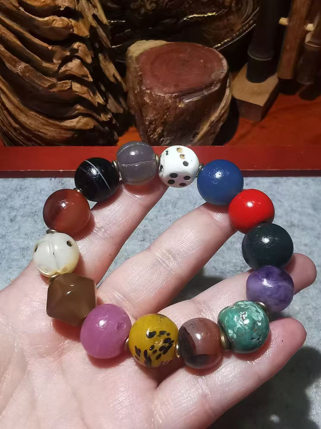11214-1388  【收藏级老古珠多宝手串】[Collectible Old Ancient Pearl Treasure Bracelet]
