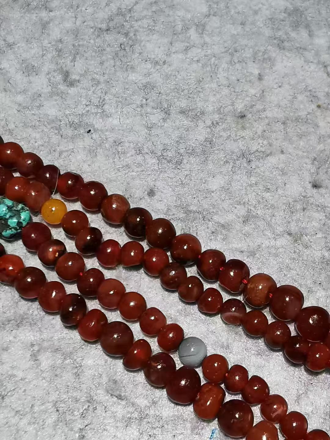 10432   藏传老天铁金刚手菩萨配老红玛瑙项链Tibetan Old Vajra Hand Bodhisattva with Old Red Agate Necklace