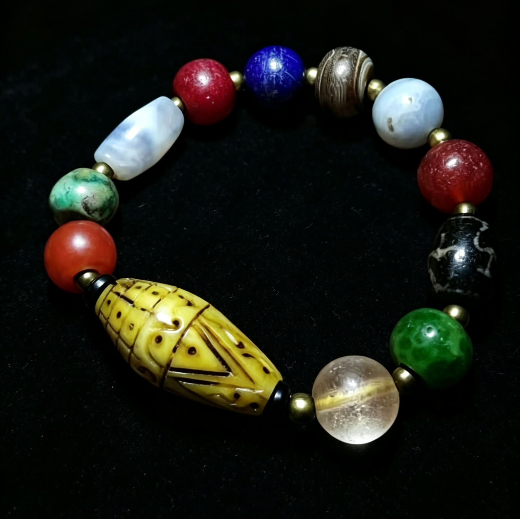 11216-688【精品老古珠多宝手串】[Premium Old Ancient Pearl Multi-Treasure Bracelet]