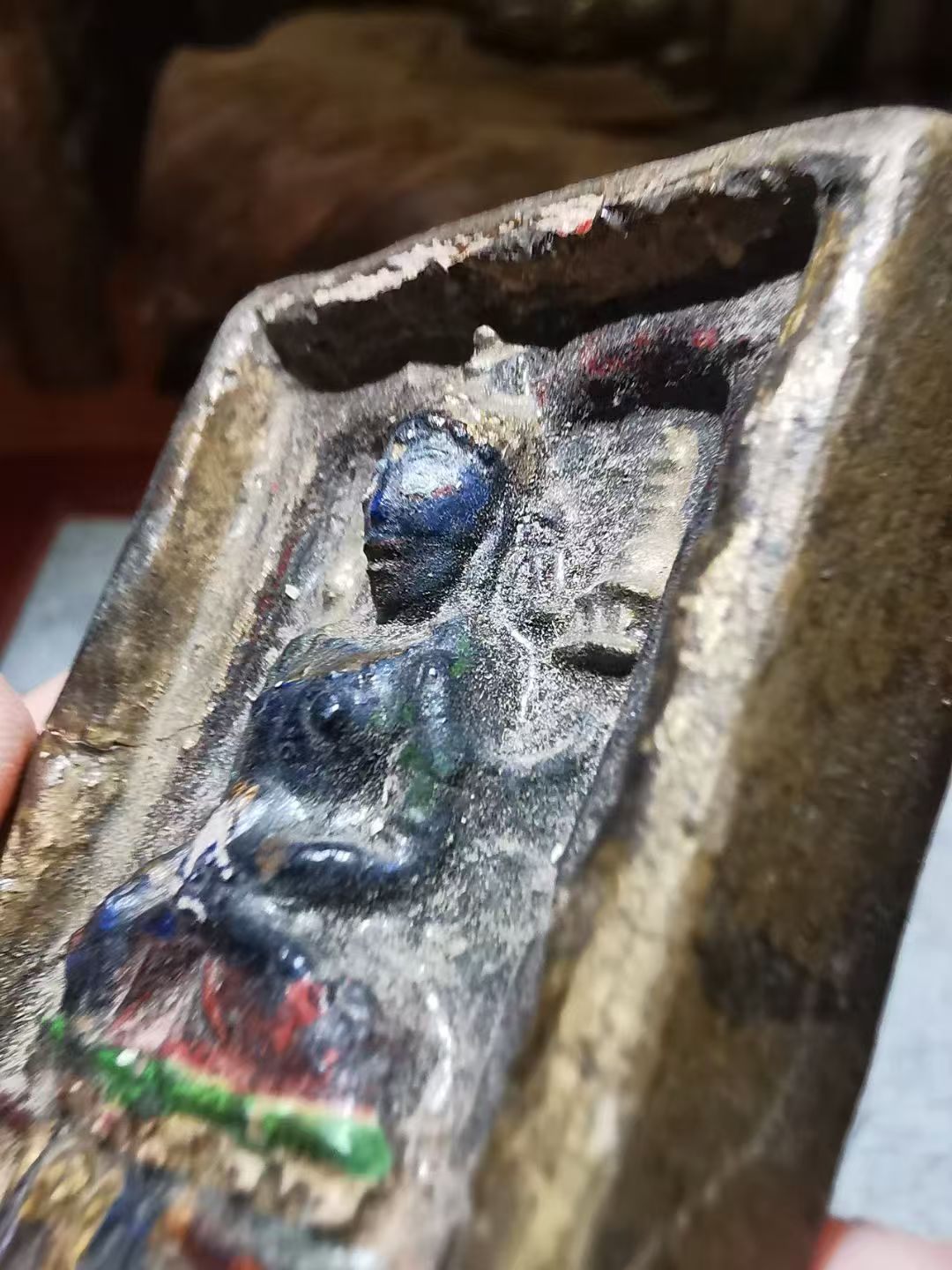  13876 Tibetan Qing Dynasty Guanyin Old Tsa-Tsa Painting藏传清代观音老彩绘擦擦