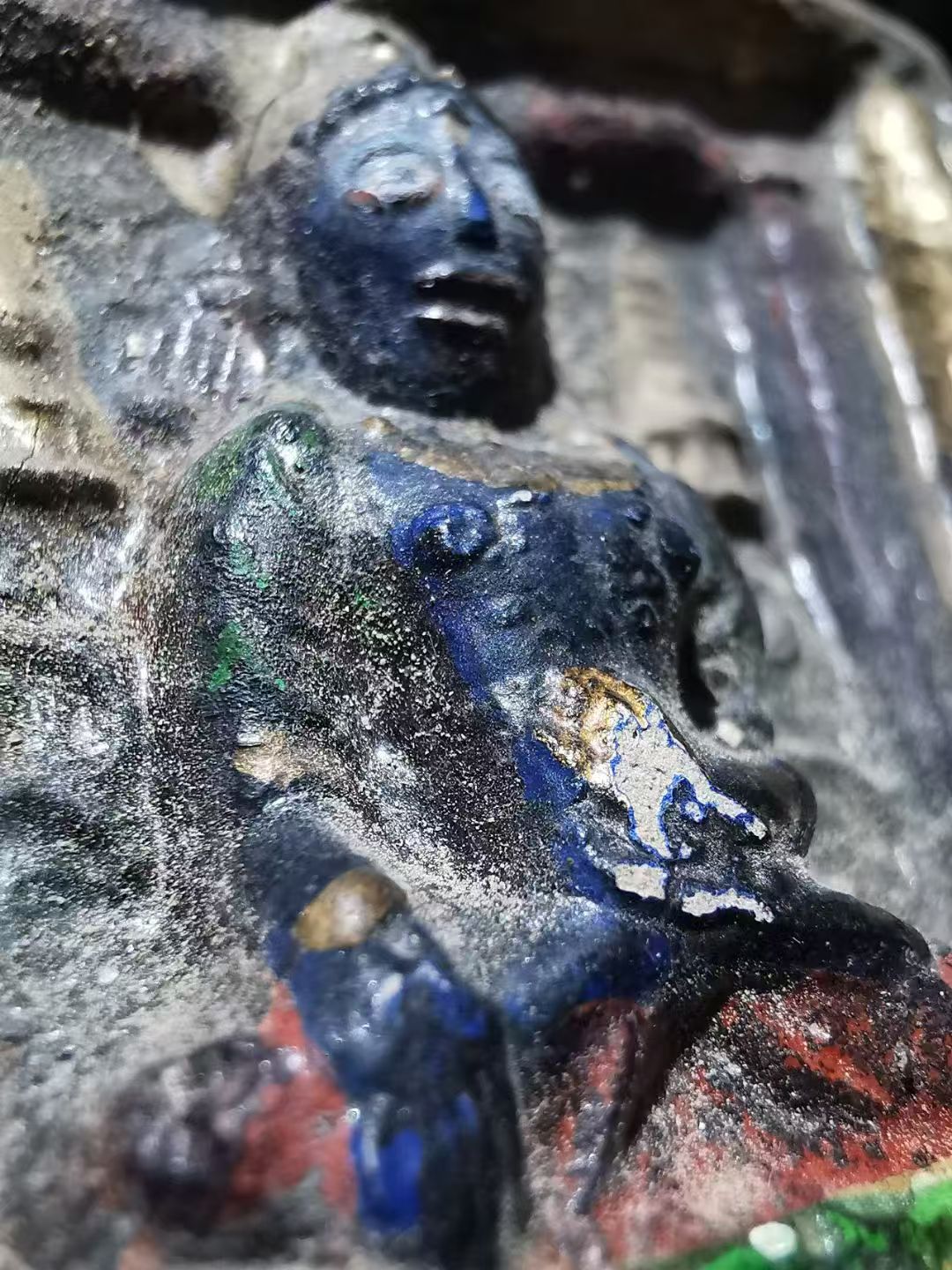  13876 Tibetan Qing Dynasty Guanyin Old Tsa-Tsa Painting藏传清代观音老彩绘擦擦