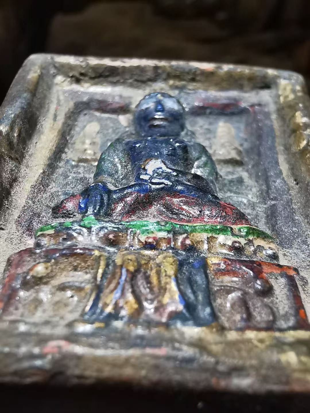  13876 Tibetan Qing Dynasty Guanyin Old Tsa-Tsa Painting藏传清代观音老彩绘擦擦
