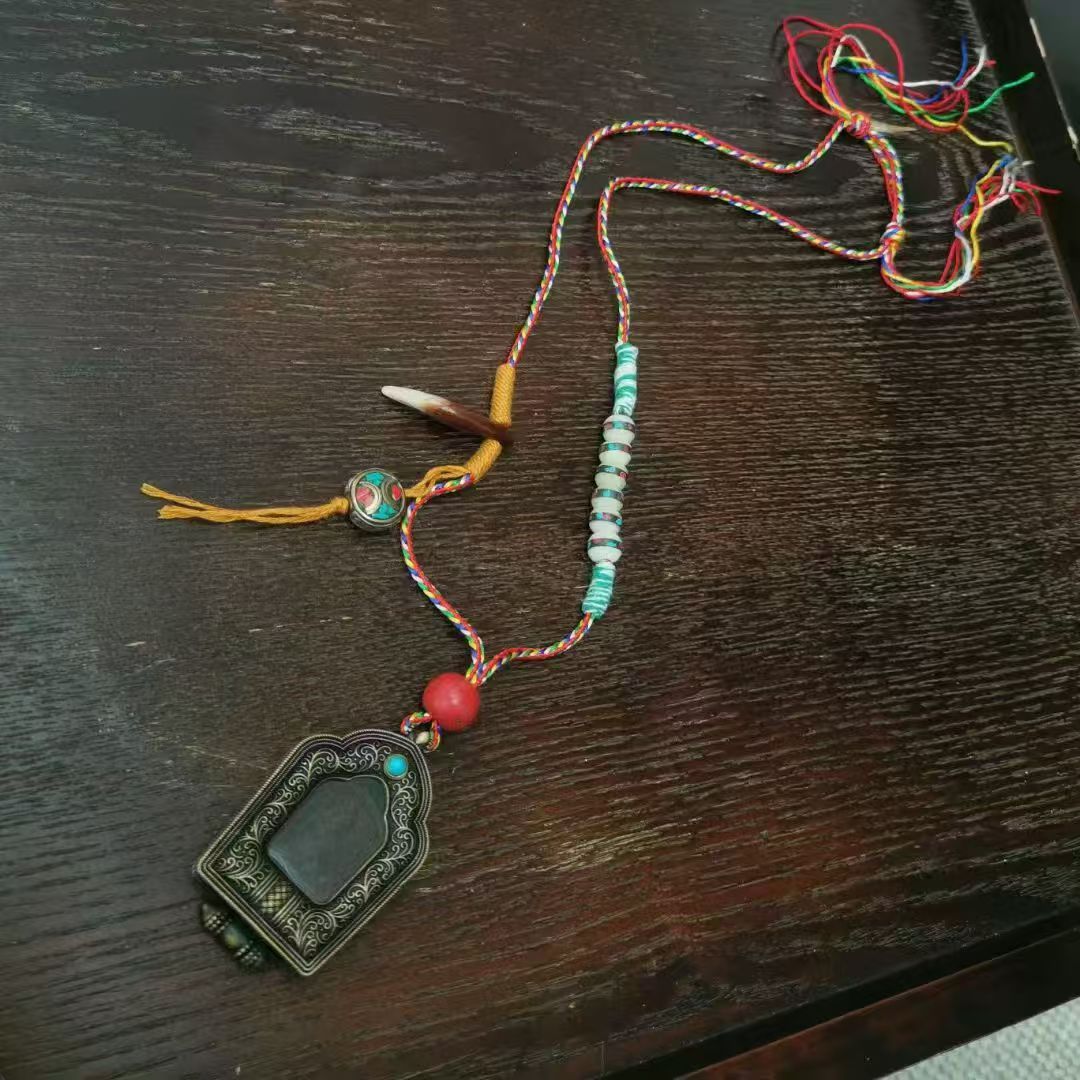 15336Tibetan Eight Treasures Old Tuo Jia Plaque Cypress Seed Multi-Treasure Necklace, Affinity with Gold 🙏🏻藏八宝老托甲牌柏香子多宝项链