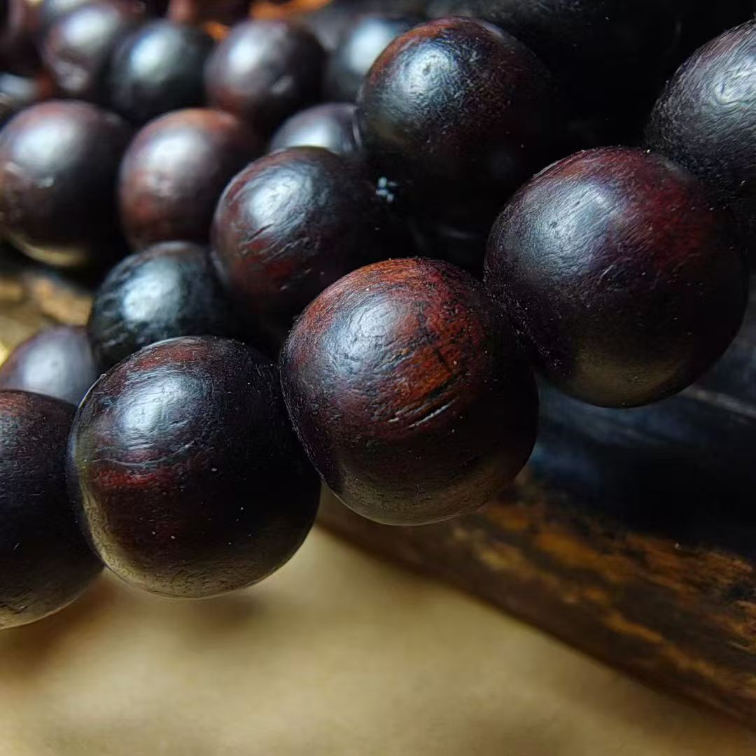  14913 Tibetan-style Qing Dynasty Old Rosewood 108-Bead Buddhist Bracelet 藏传清代老紫檀108颗佛珠
