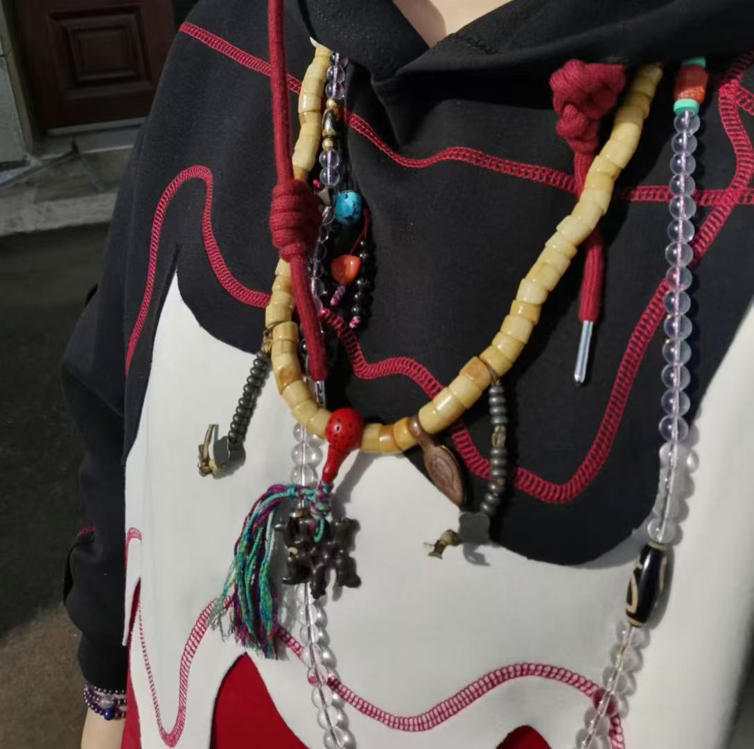 藏传清代牦牛骨108佛珠配明代老利马铜青蛙牌百年老老药师