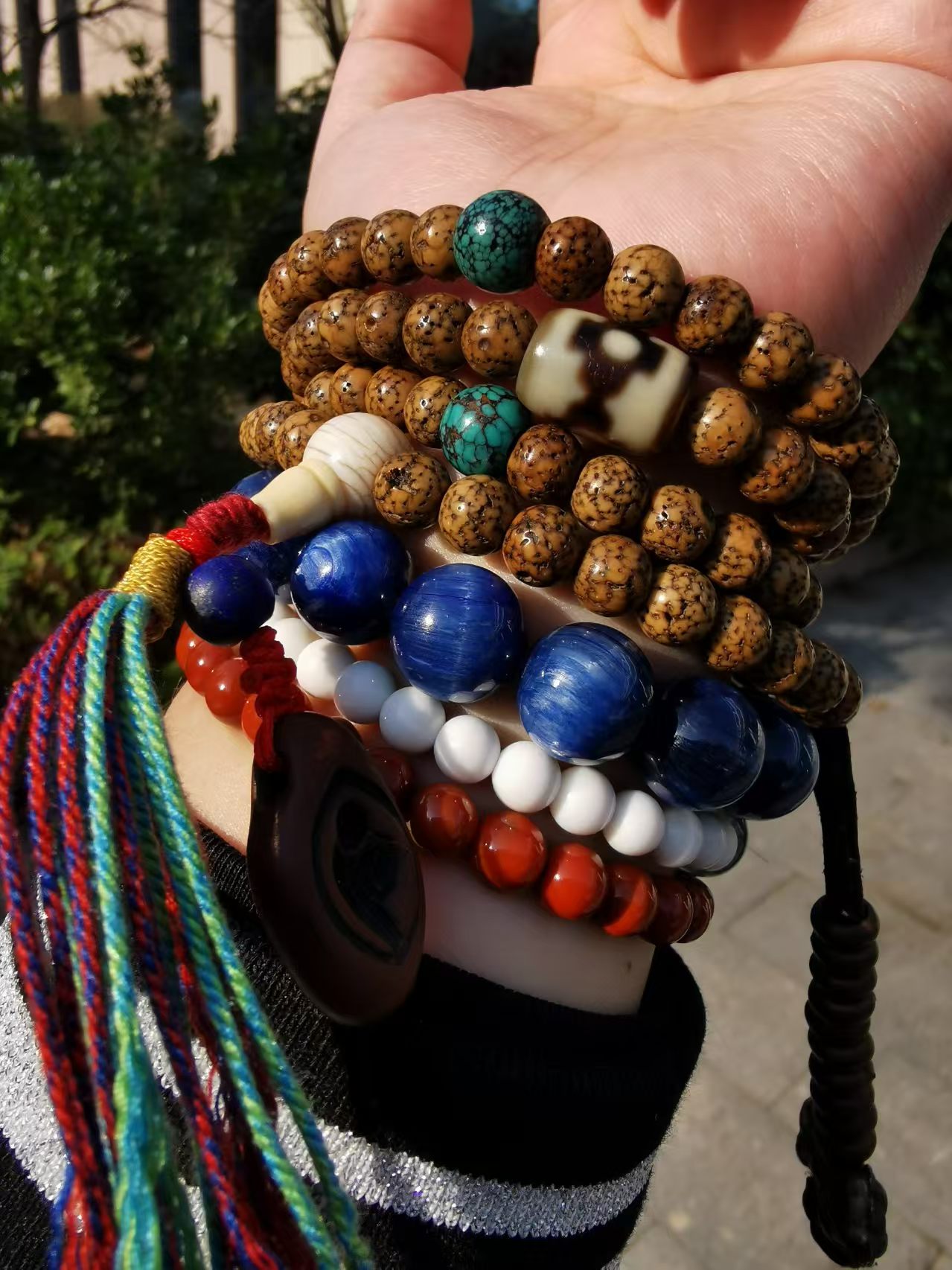 15411  Qing Dynasty Old Star and Moon Dzi Bead Set｜A Protective Tibetan Treasure Full of Ancient Charm✨清代老星月天珠套装｜藏传古韵满溢的护身美物✨