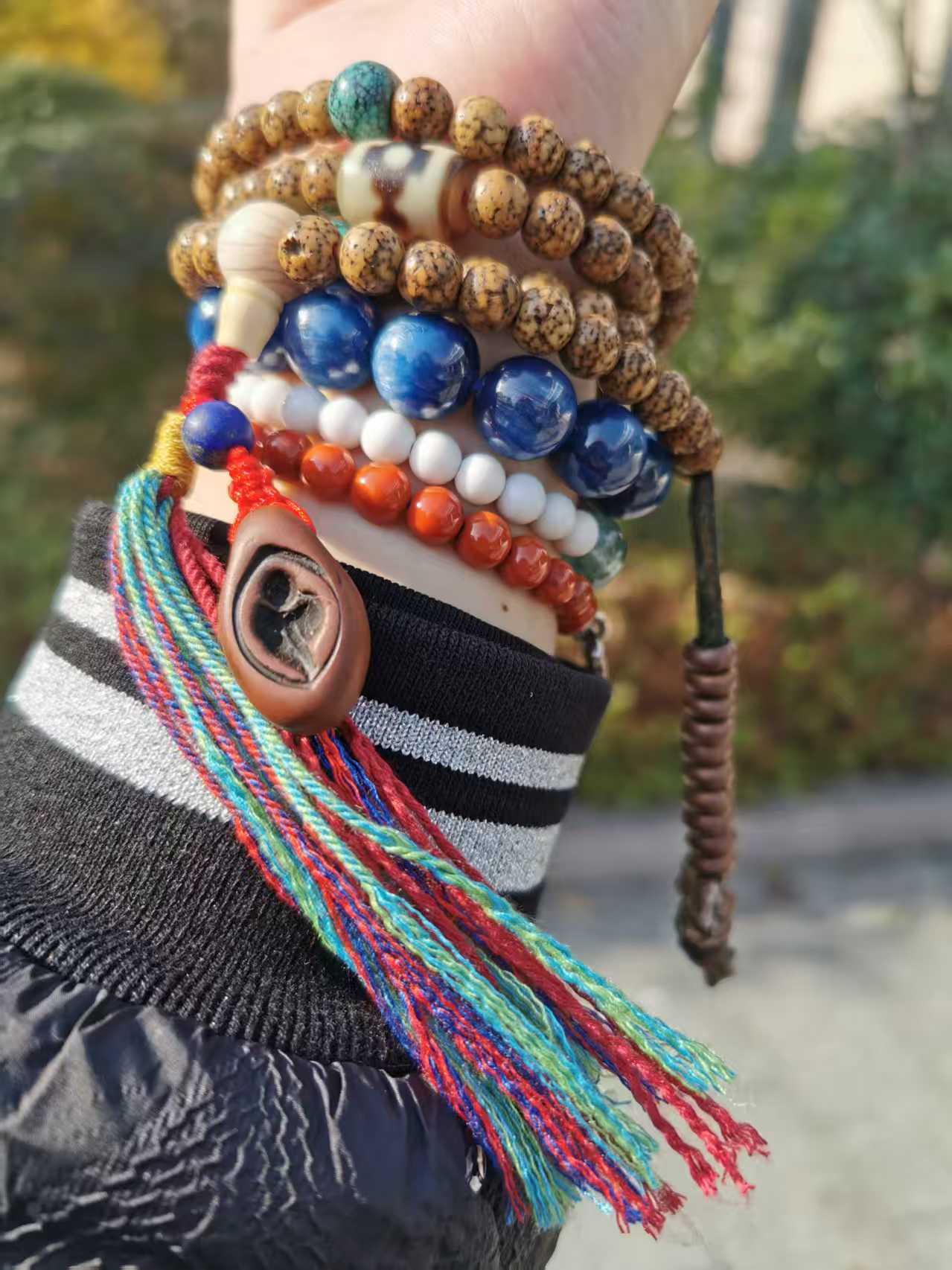 15411  Qing Dynasty Old Star and Moon Dzi Bead Set｜A Protective Tibetan Treasure Full of Ancient Charm✨清代老星月天珠套装｜藏传古韵满溢的护身美物✨