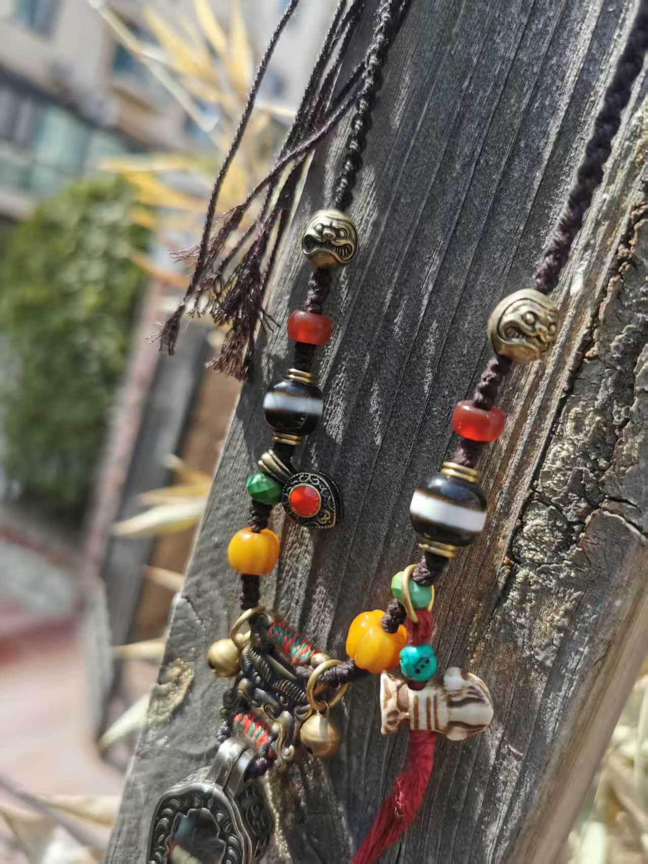 15426Tibetan-Style Alloy Gawu Box Multi-Gem Necklace | Handmade Braided Ethnic Style, Spiritual Pendant, Vintage Tibetan Accessory藏风合金嘎乌盒多宝项链｜手工编绳民族风 文玩护身挂坠 复古藏式配饰