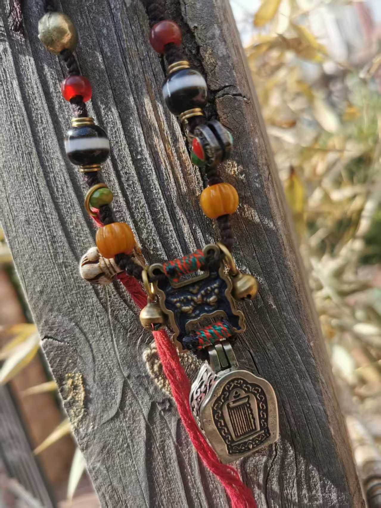 15426Tibetan-Style Alloy Gawu Box Multi-Gem Necklace | Handmade Braided Ethnic Style, Spiritual Pendant, Vintage Tibetan Accessory藏风合金嘎乌盒多宝项链｜手工编绳民族风 文玩护身挂坠 复古藏式配饰