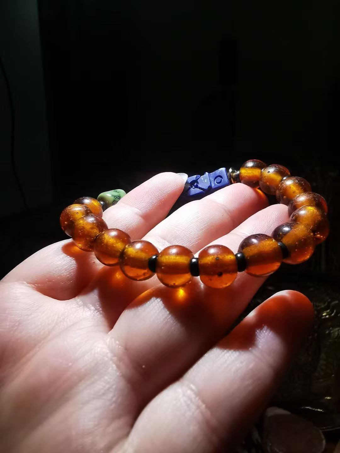 10429   Tibetan Qing Dynasty Old Agate and Lapis Lazuli Bracelet  藏传清代老玛瑙青金石手串