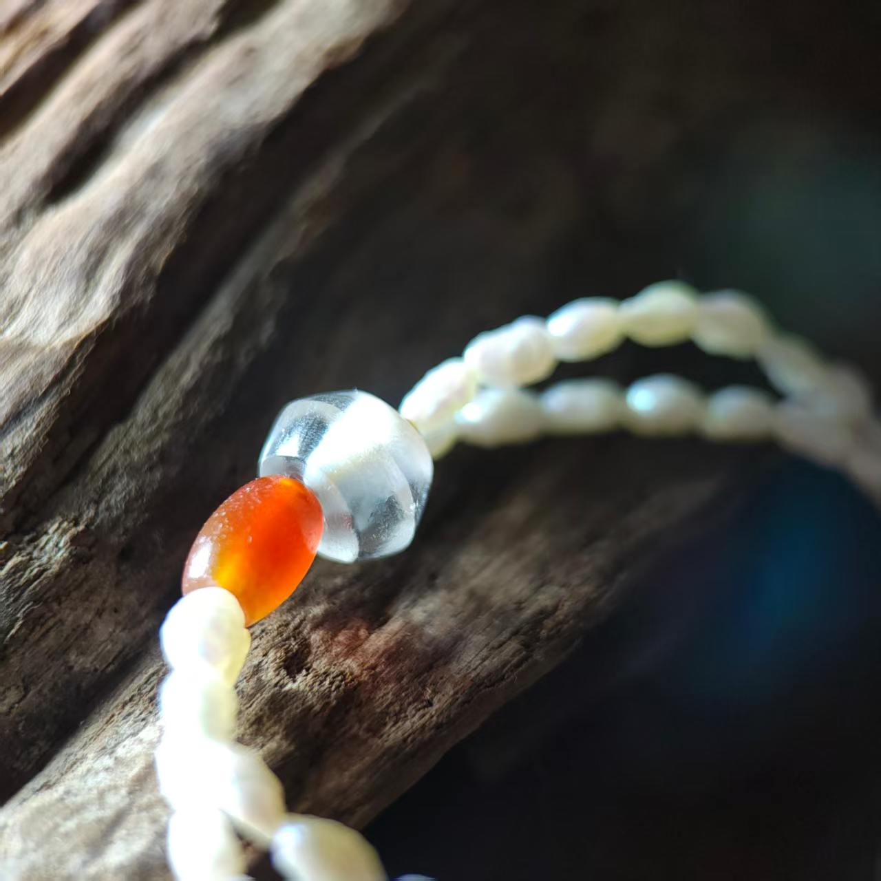 15560 Qing Dynasty Han-Style Jade Silkworm Pearl Necklace15560清代汉风玉蛹珍珠项链