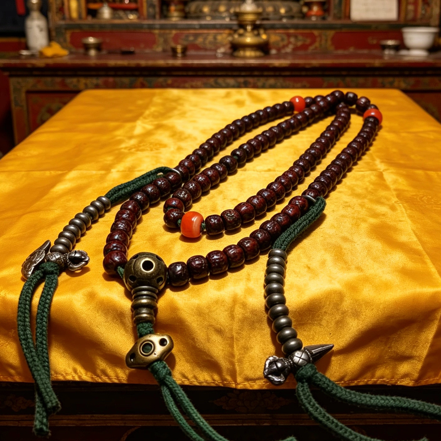 Tibetan old cinnabar-dusted Rudraksha 108-bead prayer beads 藏传老朱砂供金刚菩提108佛珠