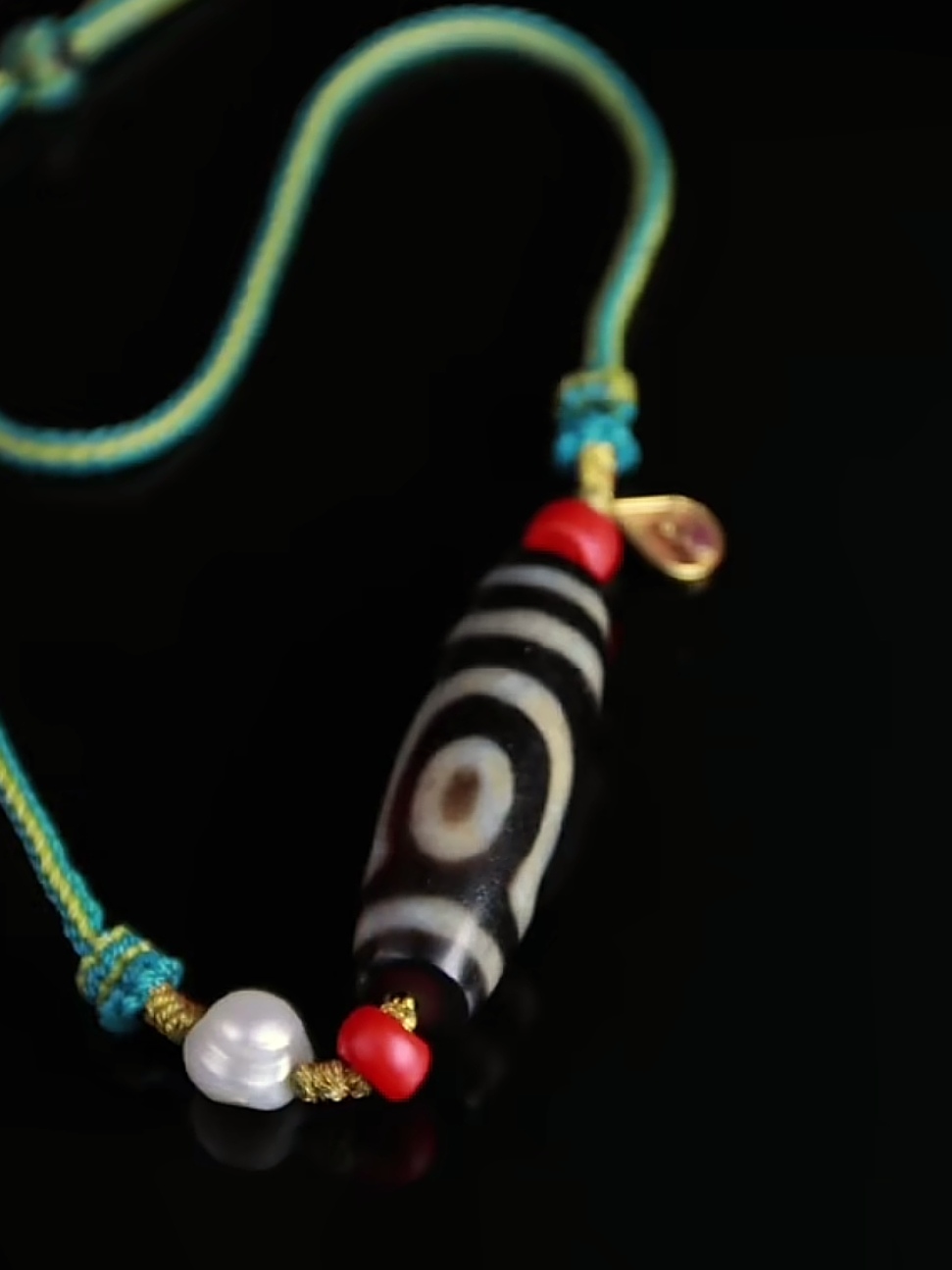 10737 Tibetan Vintage First-Grade Two-Eye Dzi Bead Clavicle Chain10737  藏传老一台老玛瑙两眼天珠锁骨链