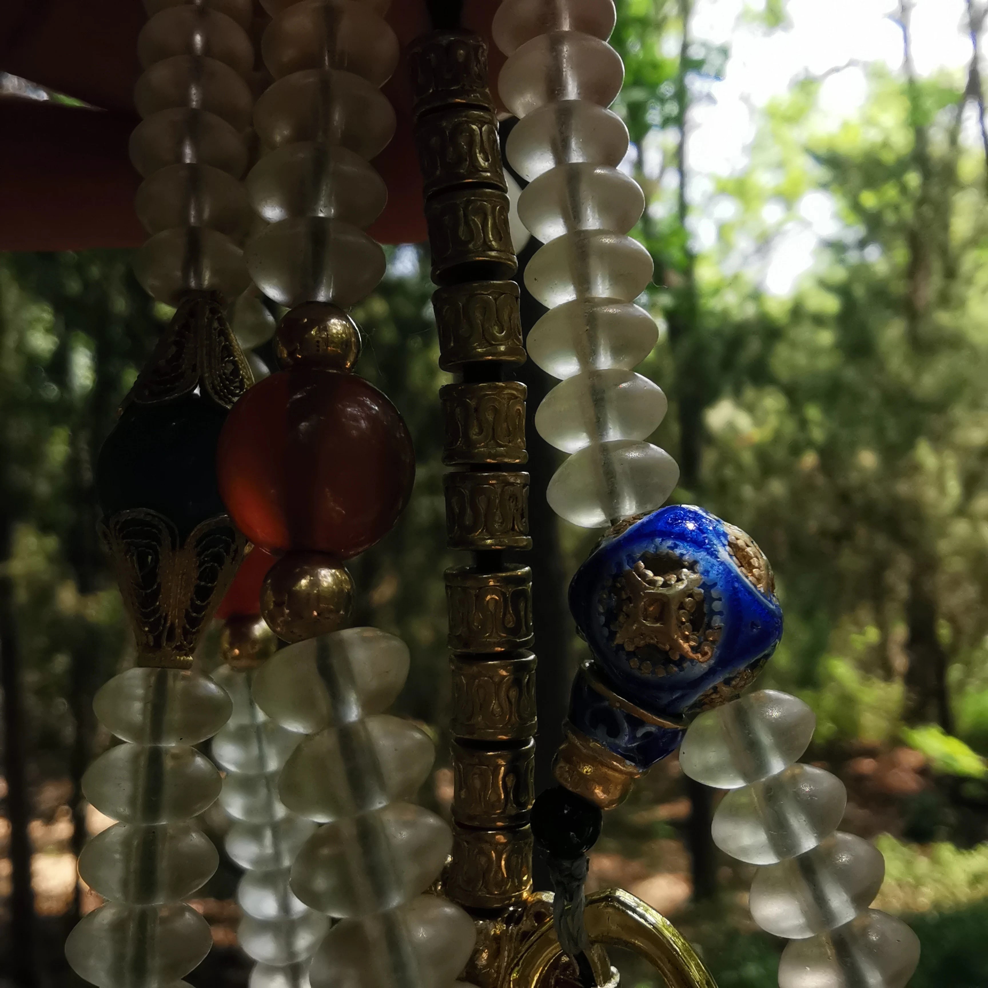 藏传白水晶佛珠项链配药师佛药泥擦擦嘎乌盒项链