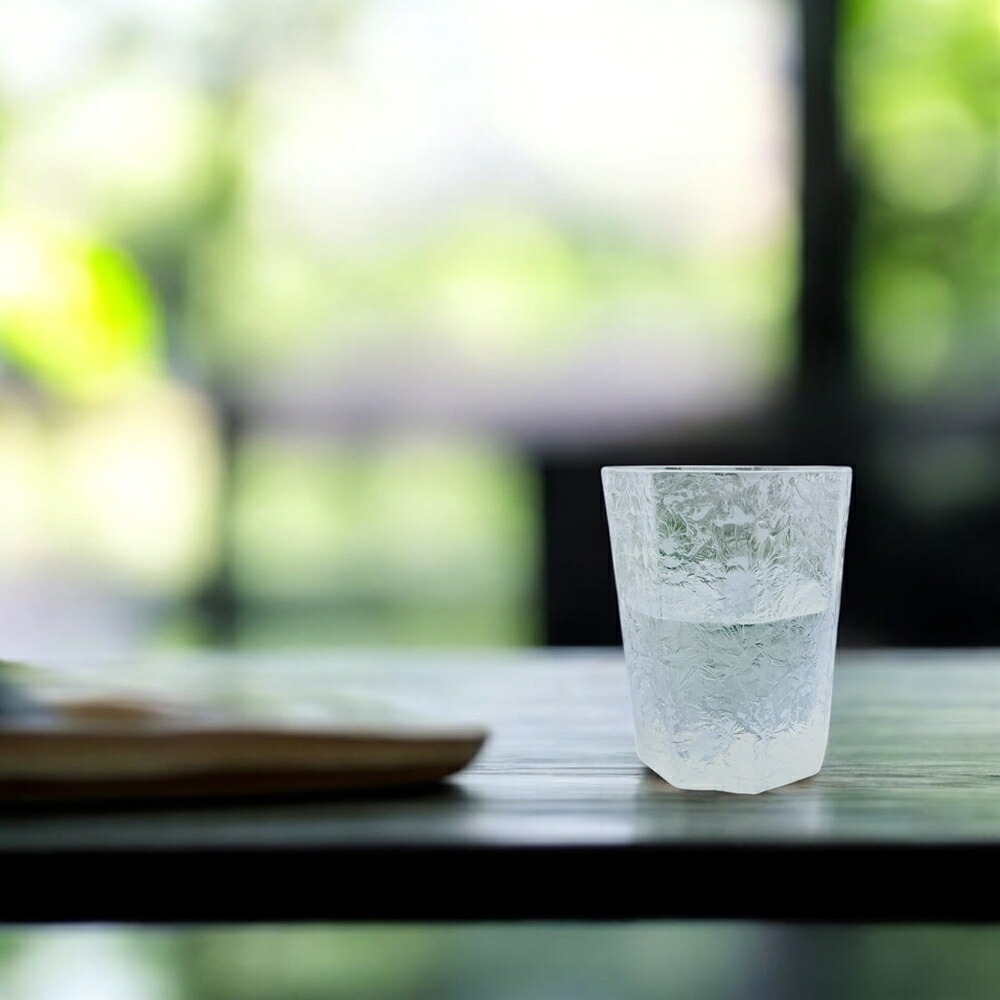 フリーグラス 結霜月華 | 縁 en 300ml | グラス ガラス 結霜加工 伝統技法 八角形 縁起物 桐箱入り 日本製 職人 手作り お酒 焼酎