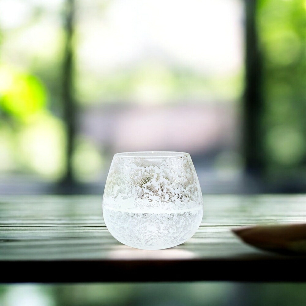 グラス 結霜月華 | 陽 you 揺らめくグラス 320ml | ガラス 結霜加工 伝統技法 ゆらゆら 桐箱入り 日本製 職人 手作り お酒 焼酎