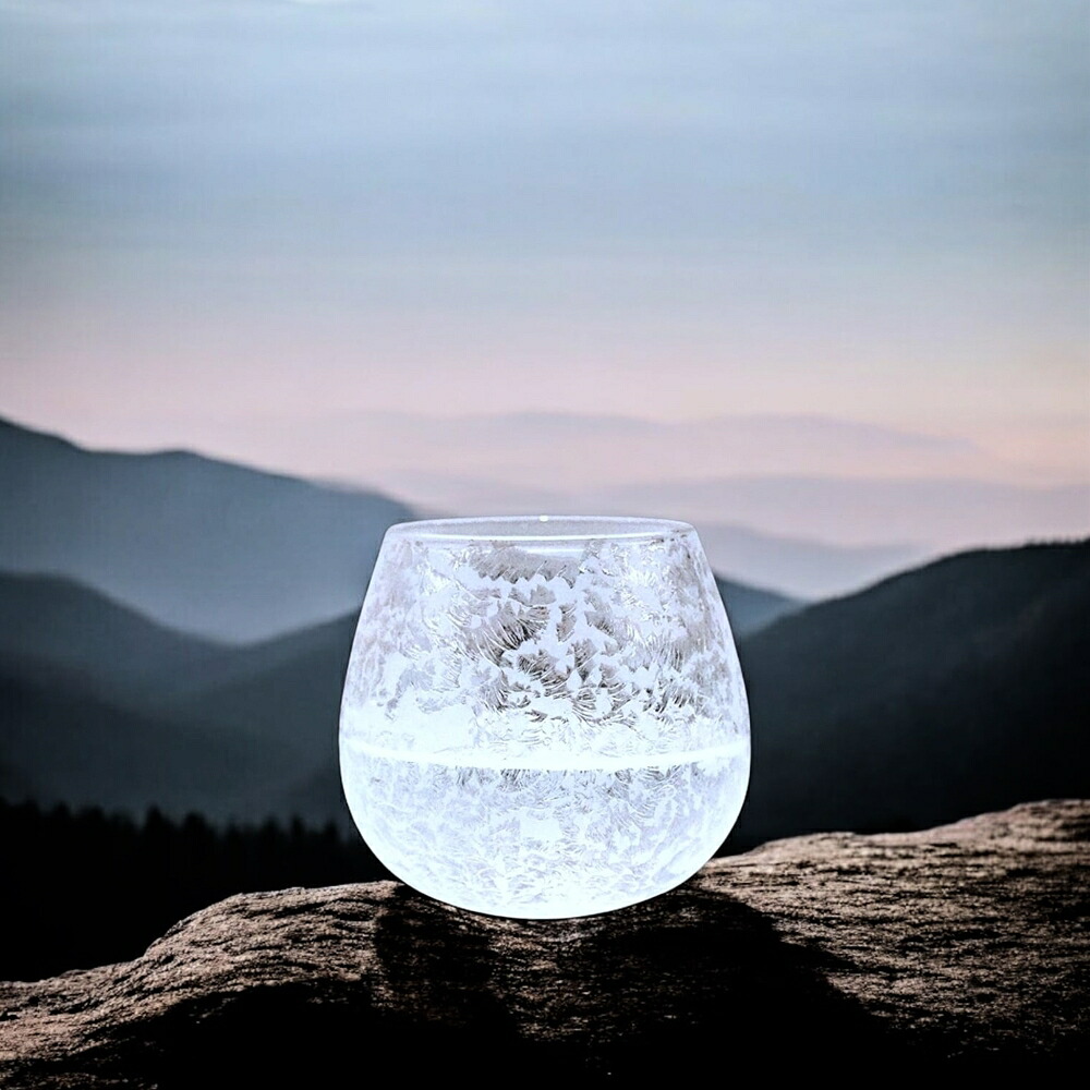 グラス 結霜月華 | 陽 you 揺らめくグラス 320ml | ガラス 結霜加工 伝統技法 ゆらゆら 桐箱入り 日本製 職人 手作り お酒 焼酎
