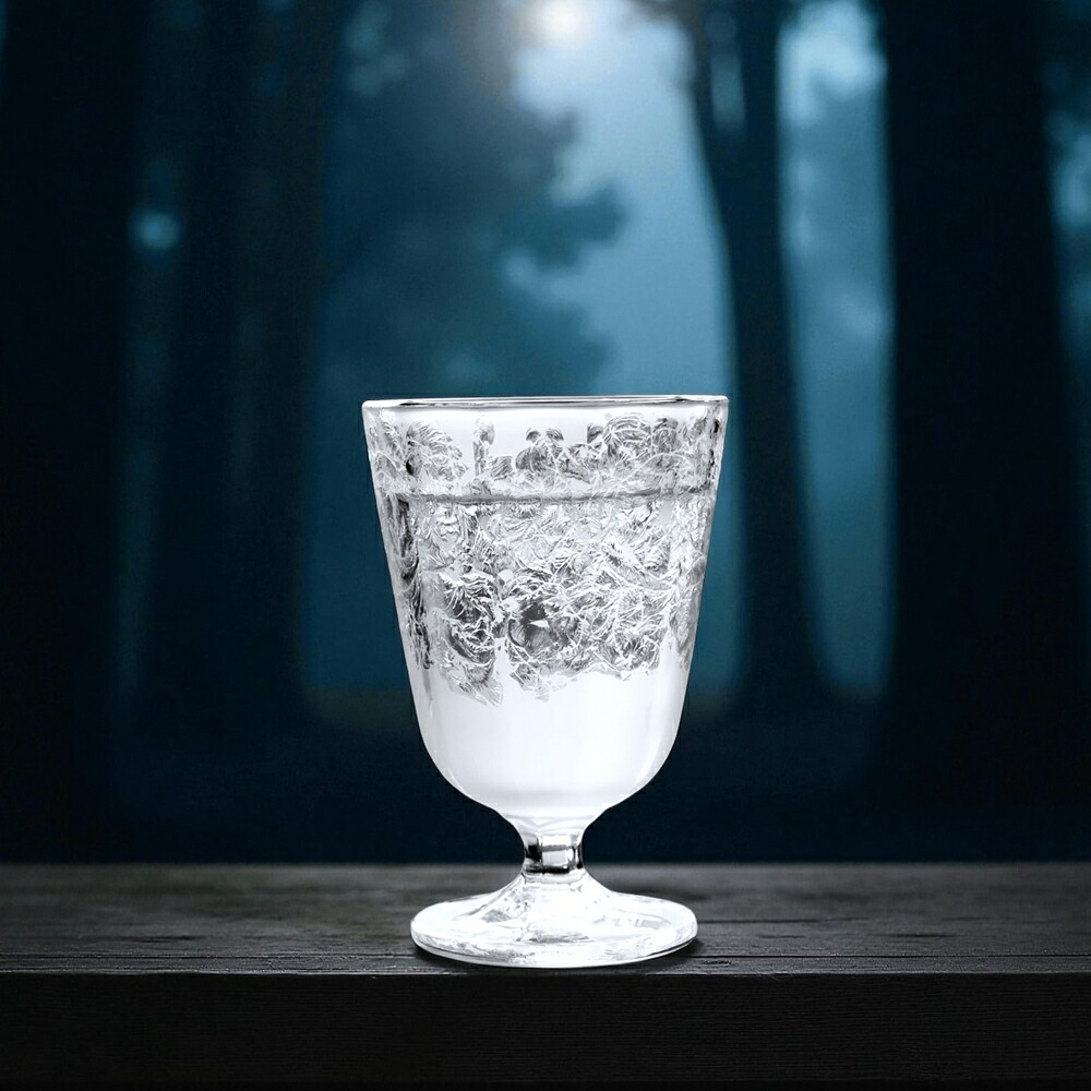 フリーグラス 結霜月華 | 祥 華雪 180ml | グラス ガラス 結霜加工 伝統技法 桐箱入り 日本製 職人 手作り 冷酒 食前酒 日本酒 お酒