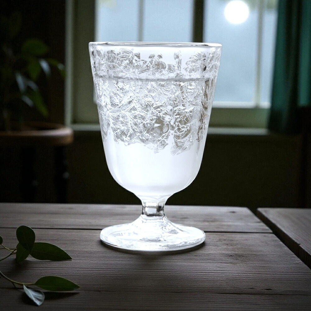 フリーグラス 結霜月華 | 祥 華雪 180ml | グラス ガラス 結霜加工 伝統技法 桐箱入り 日本製 職人 手作り 冷酒 食前酒 日本酒 お酒