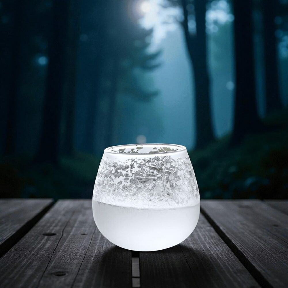 グラス 結霜月華 | 陽 華雪 揺らめくグラス 320ml | ガラス 結霜加工 伝統技法 ゆらゆら 桐箱入り 日本製 職人 手作り お酒 焼酎 お茶