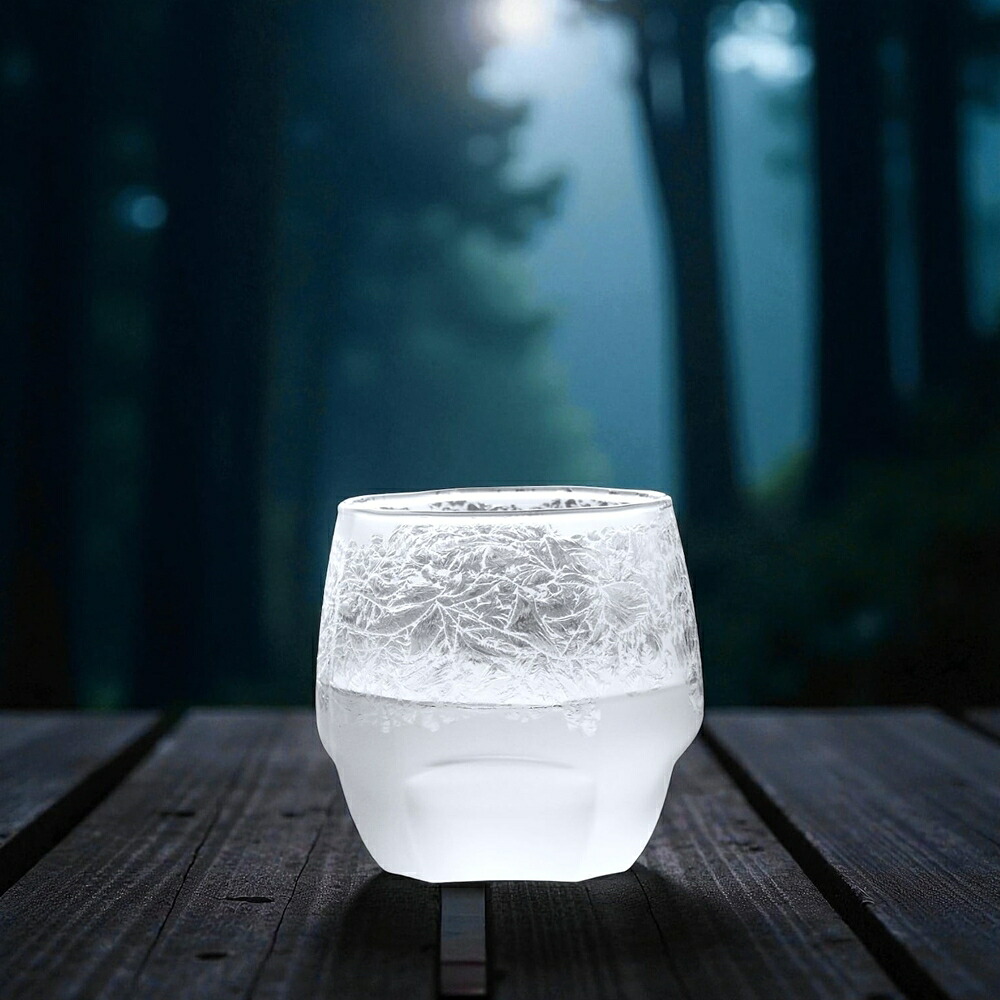 ロックグラス 結霜月華 | 結 華雪 ロックグラス 340ml | グラス ガラス 結霜加工 伝統技法 桐箱入り 日本製 職人 手作り お酒 焼酎