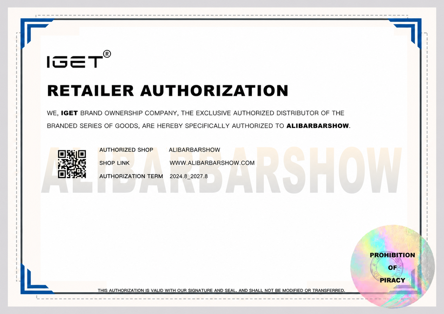 Official Retailer Authorization