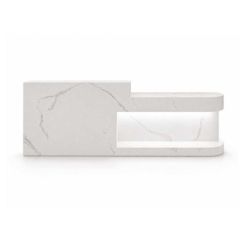 Curved Reception Desk with Integrated Front Display Shelf RD-305