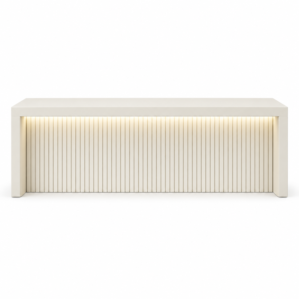 Warm white fluted LED reception desk