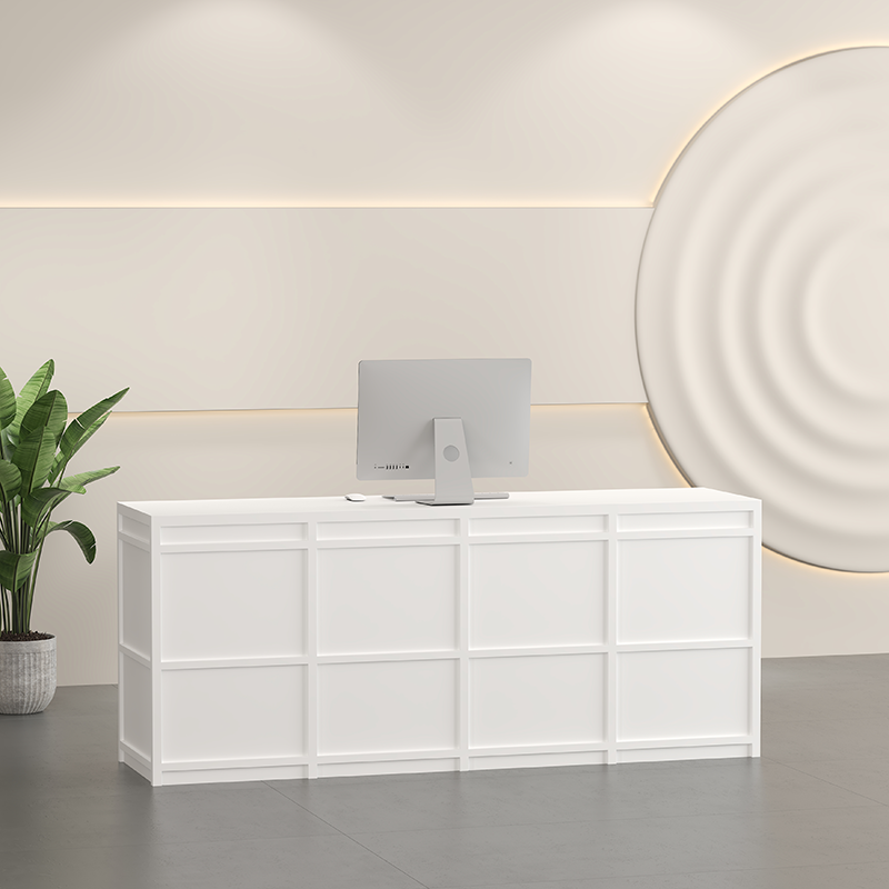 Minimalist Grid Design White Reception Desk for Cafe ＆ Salon