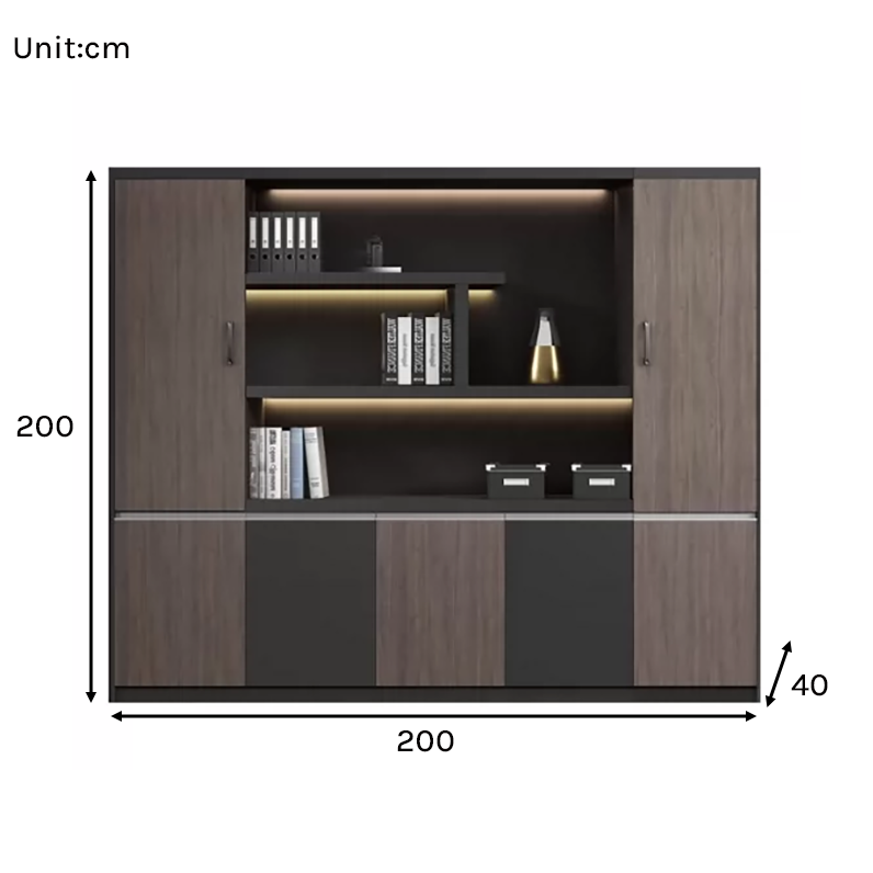 Modern Executive Office Storage Cabinet with LED Display Shelves ED-016