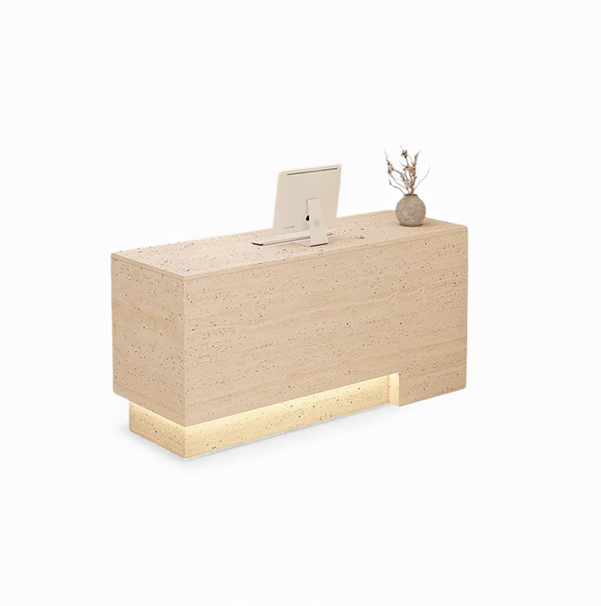 Multi-Functional Travertine Finish Reception Desk for Retail and Commercial Spaces RD-104