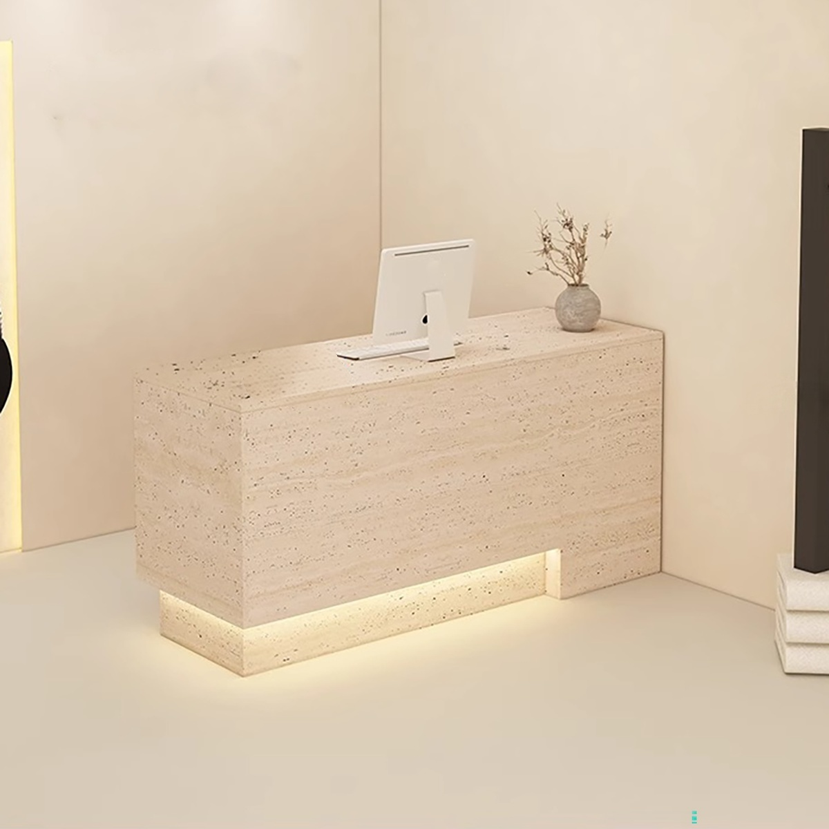 Multi-Functional Travertine Finish Reception Desk for Retail and Commercial Spaces RD-104