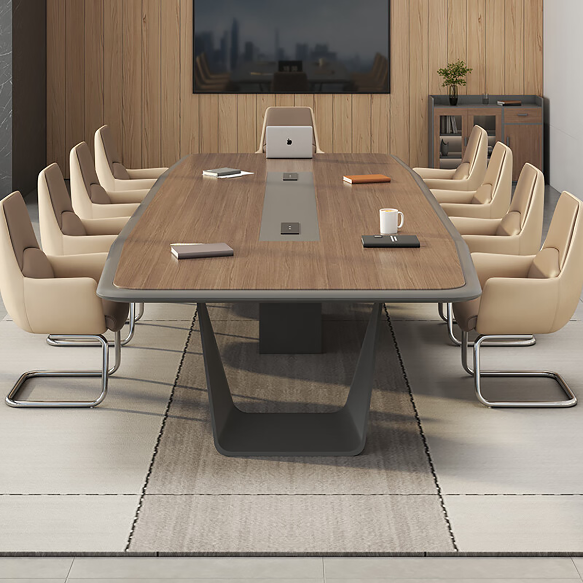 Luxury High Gloss Lacquer Conference Table for Executive Boardrooms MT-019