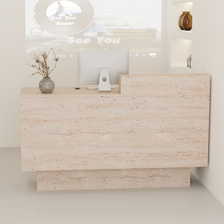 Travertine Finish Stylish Multi-Functional Cashier & Reception Counter RD-105