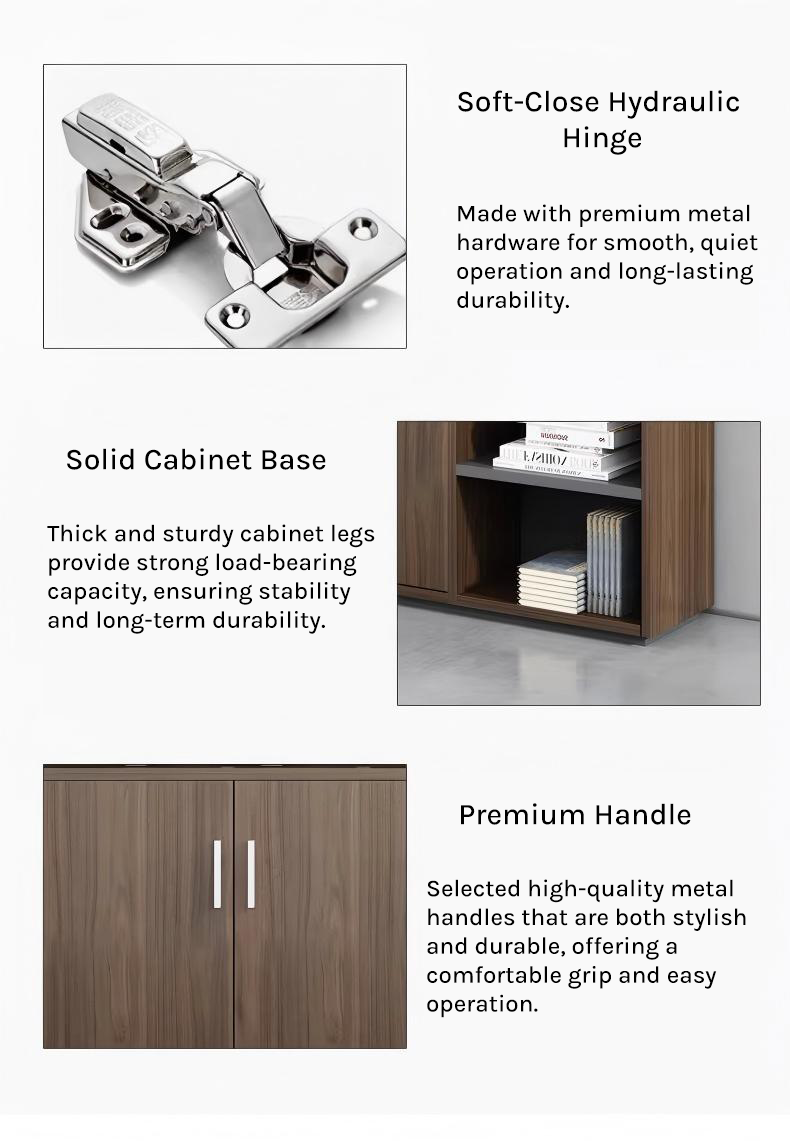 Soft-close hinge solid base and premium handle details