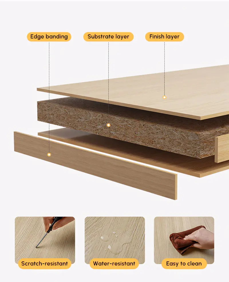 Scratch-resistant water-resistant easy-clean board surface