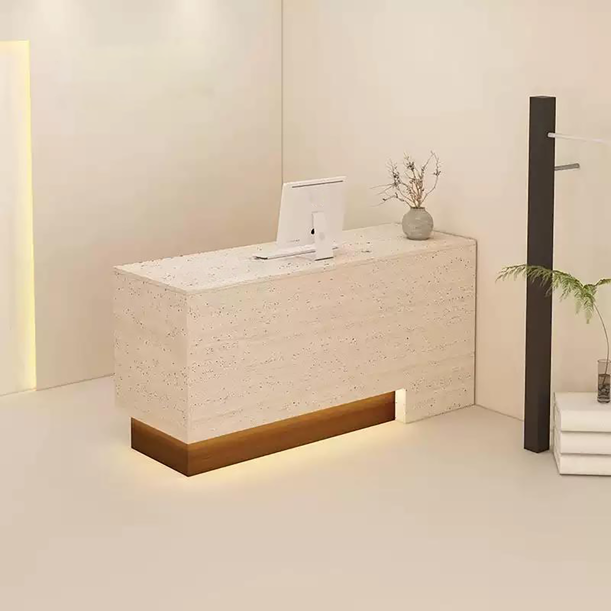 Multi-Functional Travertine Finish Reception Desk for Retail and Commercial Spaces RD-104