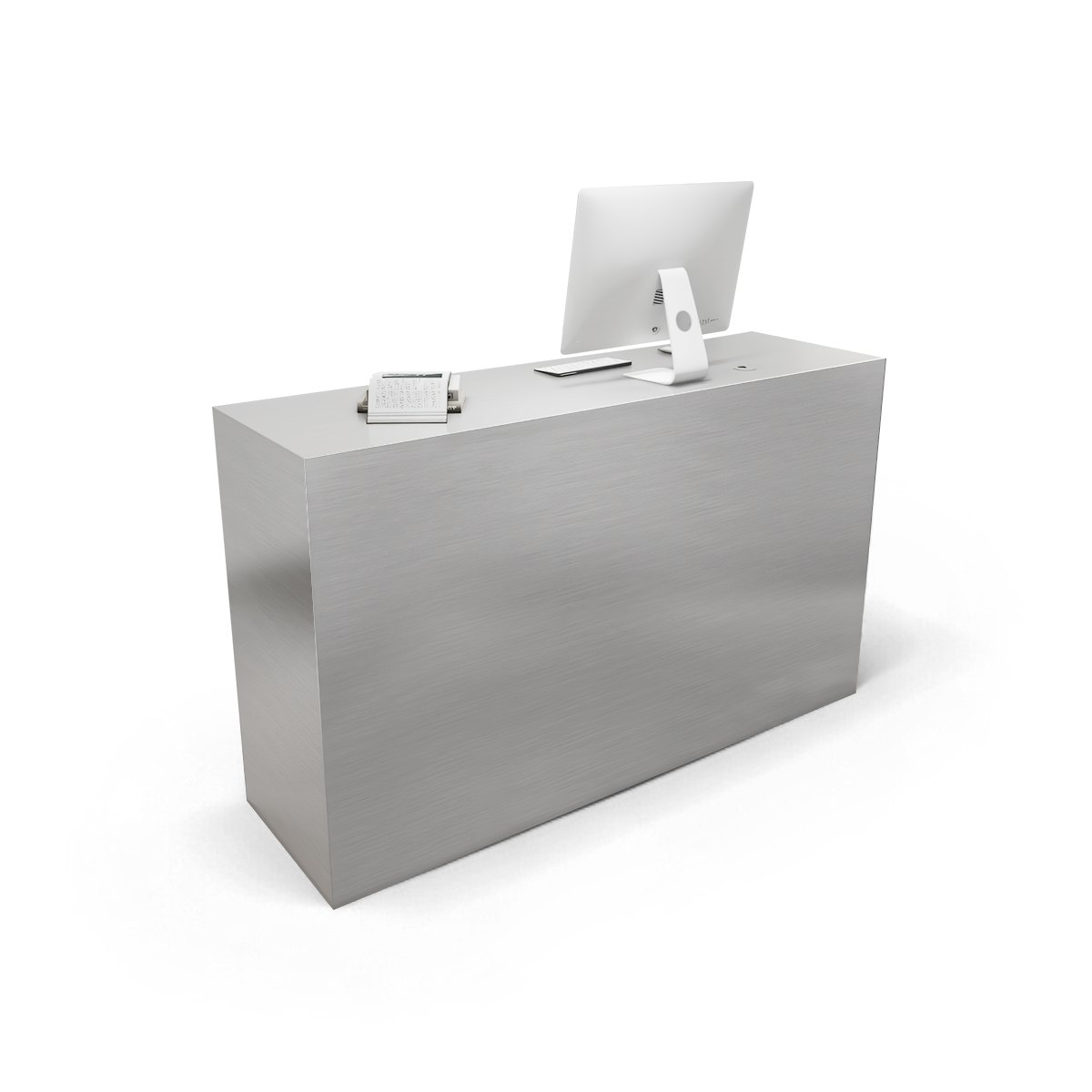 Square Shape Silver Stainless Steel Small Bar Reception Desk