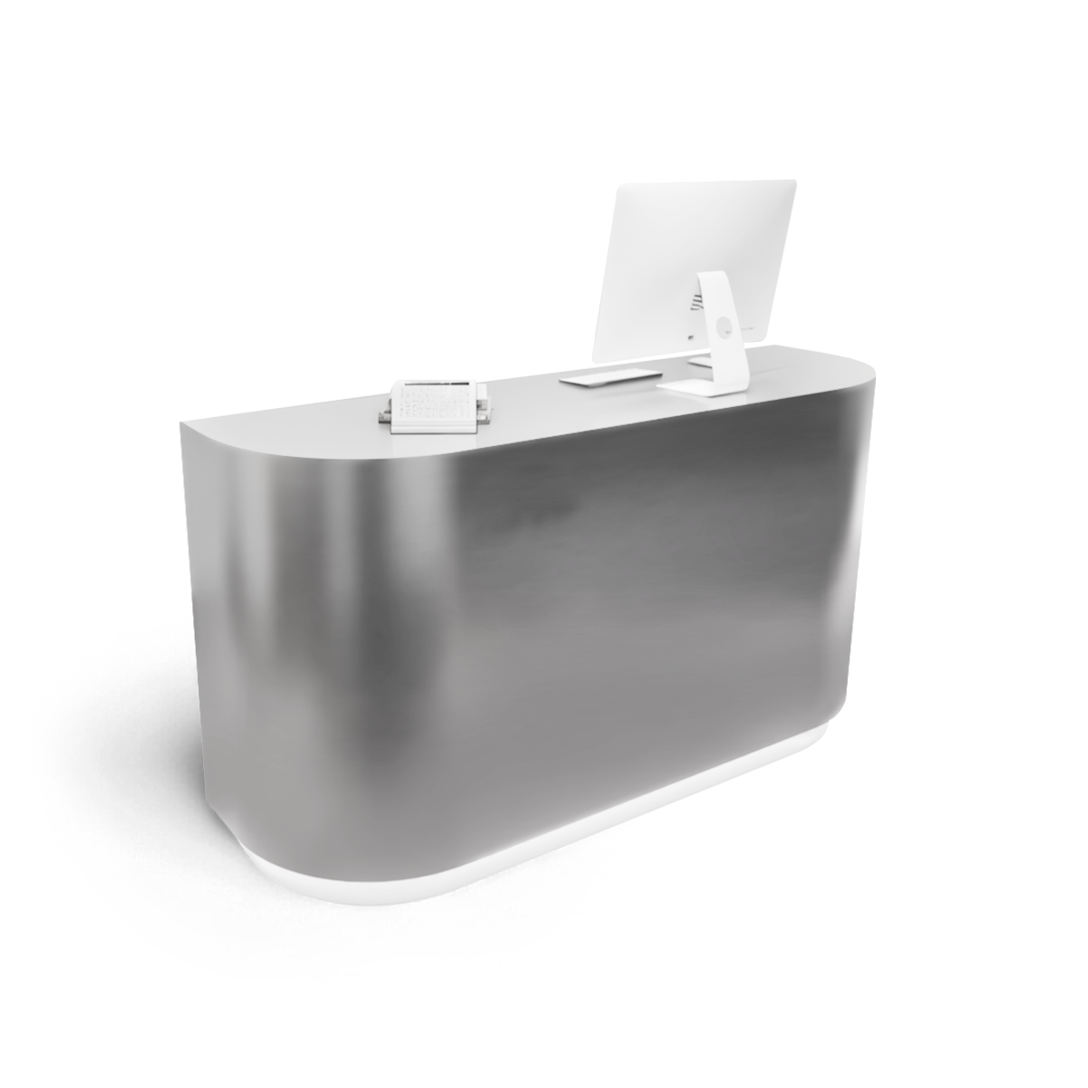 Silver Stainless Steel Small Bar Reception Desk