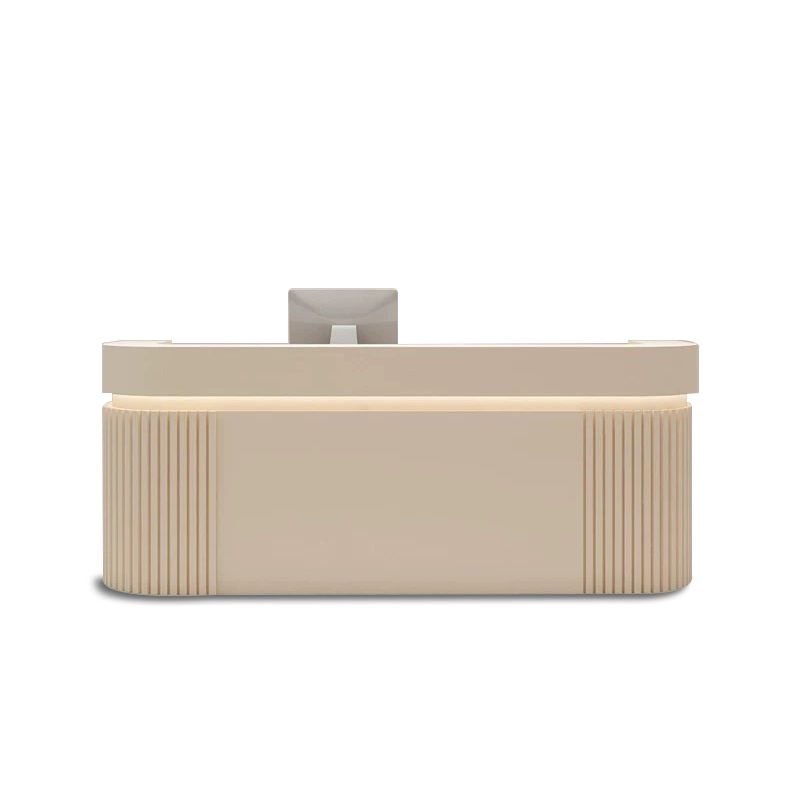 Modern Fluted Reception Desk with LED Lighting