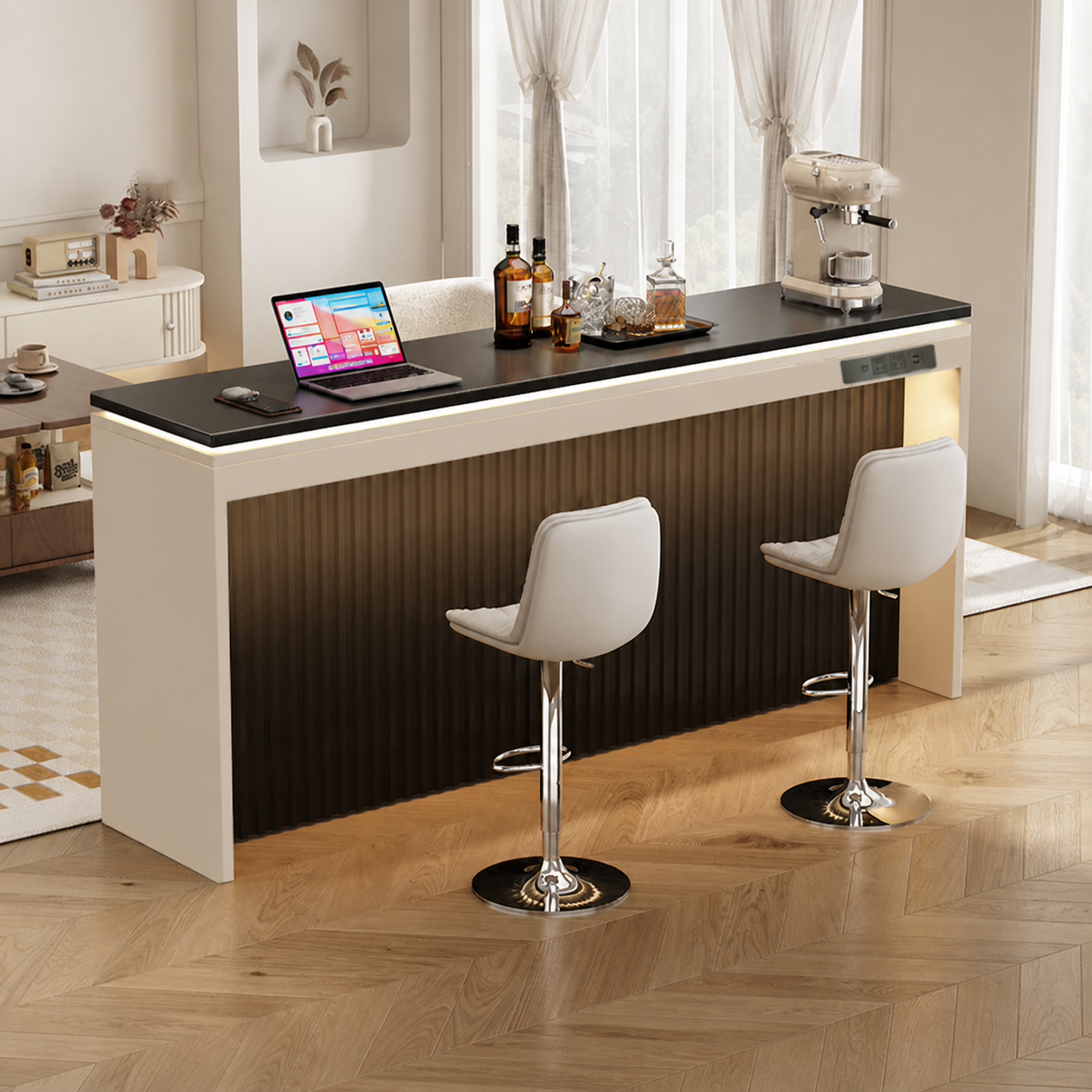 BT-010 home bar cabinet with slatted front