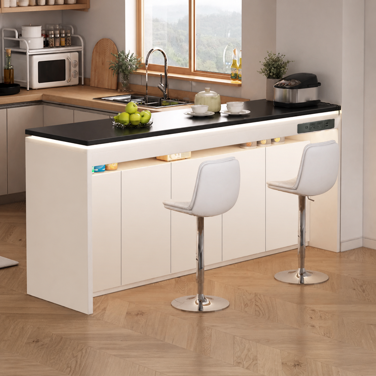 BT-010 home bar cabinet with cabinet doors front