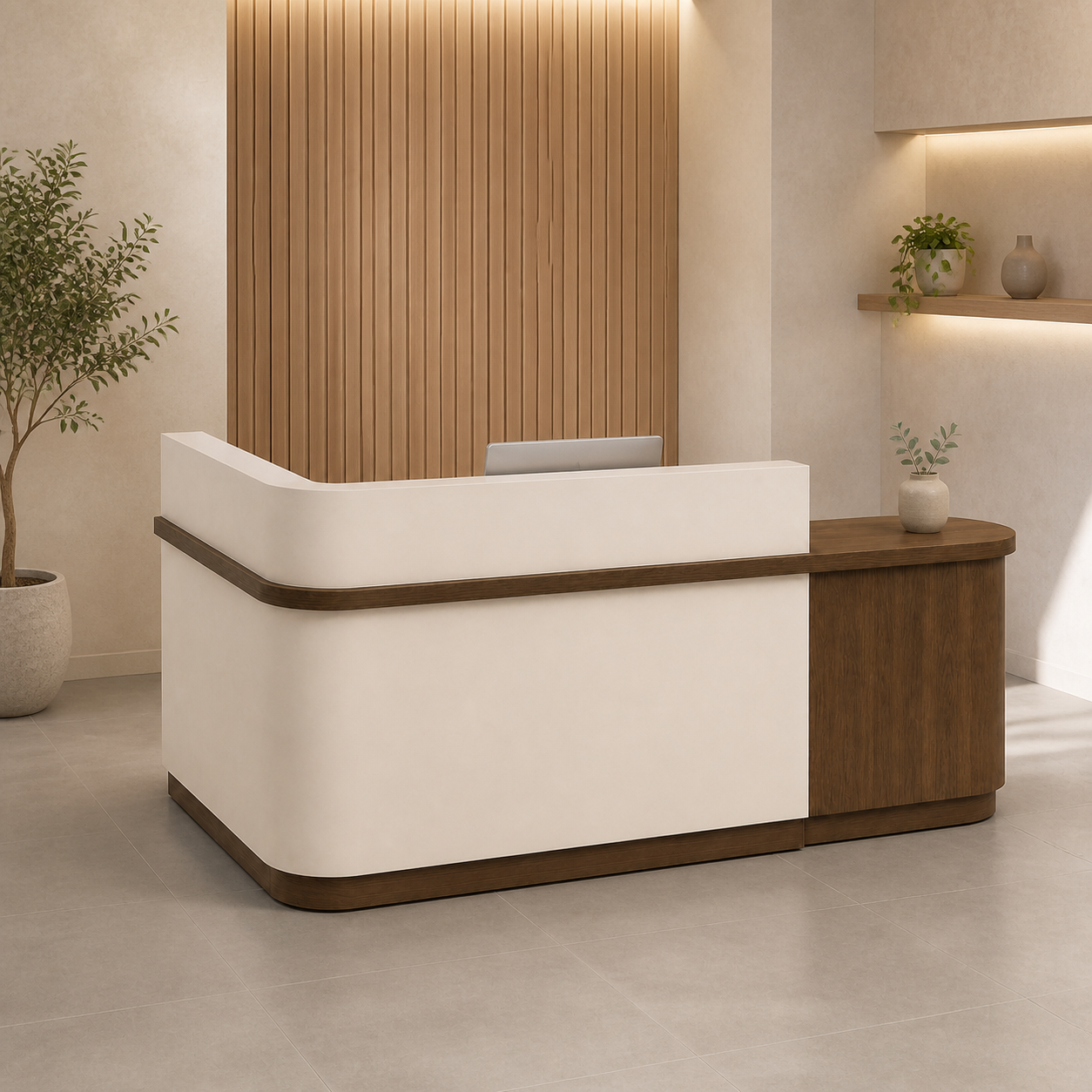 RD-352 Beige+Dark Wood Grain Right Side Privacy Screen scene