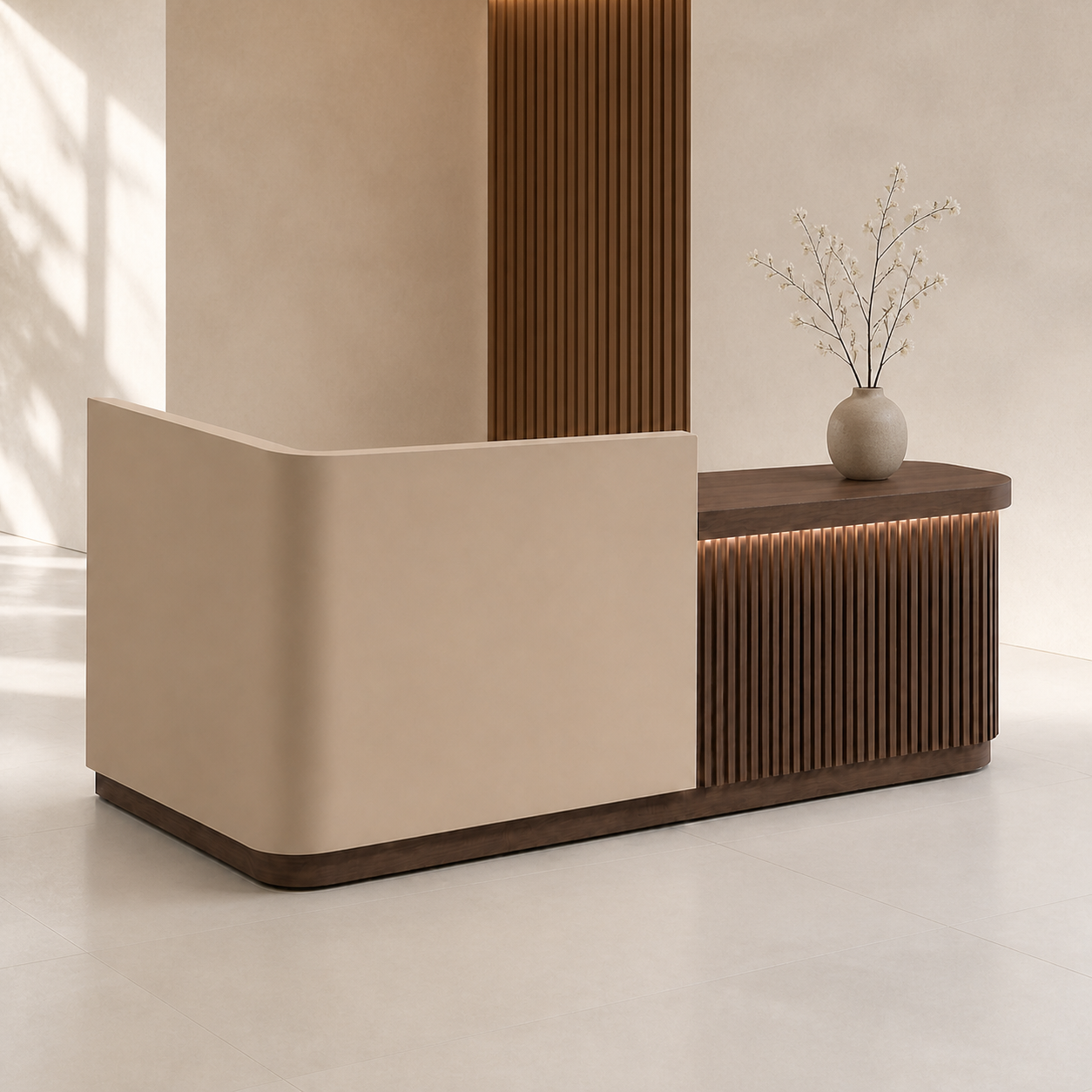 RD-354 Beige + Brown Right Side Privacy Screen scene